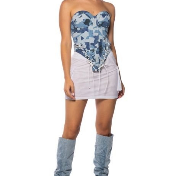 Mini skirt white DOUBLE MESH CARGO SKIRT - Picture 7 of 13